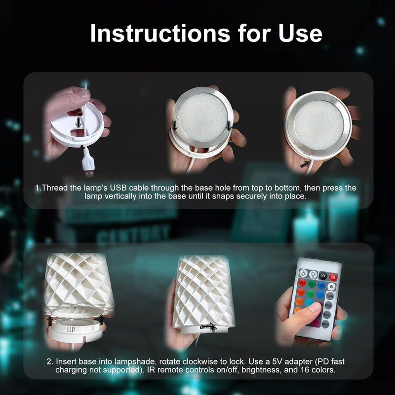 10PCS Remote Control RGB LED Lamp Kit 001 for Bambu Lab H2D/X1/P1P/A1 Multicolor Includes Button Battery Makerworld for Anycubic Makeronline 3D Printer Light DIY Hardware Model Parts USB 10 PCS RGB LED Light