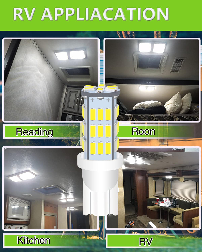 UNXMRFF - Super Bright 194 LED Light Bulbs White, T10 912 921 168 LED Camper Lights Bulb for 12V RV Ceiling Dome Light/RV Interior Lighting/Travel Trailer/Boat/RV Camper Light Bulb (Pack of 12) 12PCS