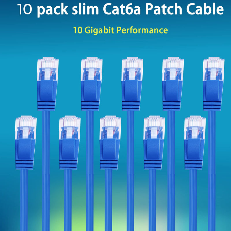 Rapink Patch Cables Cat6a 7ft (24 Pack) Slim, Cat6a Ethernet Patch Cable 10G Support, Snagless Cat 6 Patch Cable for Patch Panel to Switch, Flexiable Cat 6a Ethernet Cable with Gold Plated 24 Pack