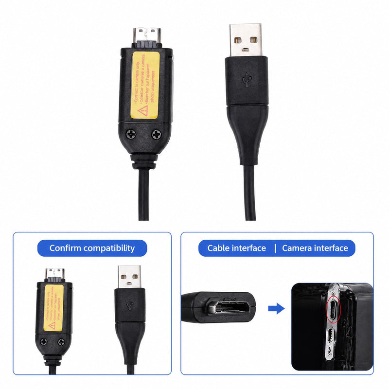 USB Cable Suitable for Samsung Camera Charger SUC-3 SUC-5 SUC-7 | 5ft PVC and Copper Wire USB Data Transfer Charging Cord Compatible with SL600 SL605 TL205 TL210 TL220 L200 & More