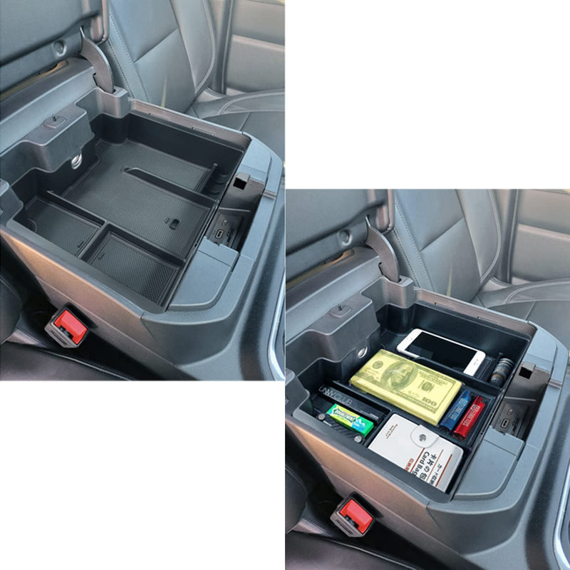  [AUSTRALIA] - Full Size Center Console Organizer Tray Compatible with 2019-2022 Chevy Silverado/GMC Sierra 1500 and 2020-2022 2023 Silverado/Sierra 2500HD 3500HD Accessories -Full Console w/Bucket Seats ONLY, Black