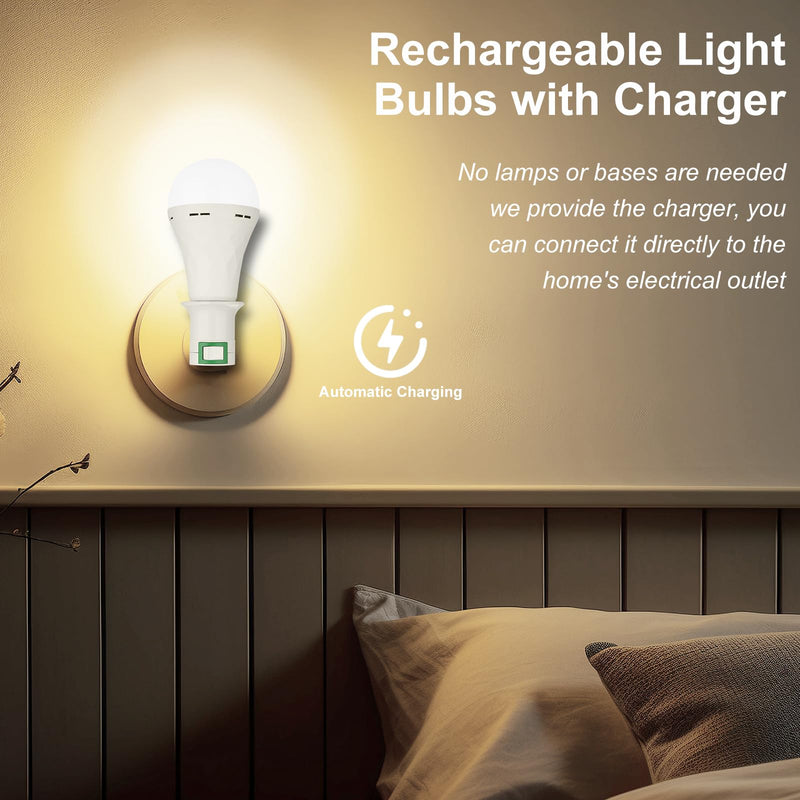 Ostwiki Rechargeable Emergency Light Bulbs 6 Pack Battery Operated Backup Light Bulbs for Power Outage Camping 9W E27 8500K Daylight Self-Charging Lamps for Home Hurricane Preparedness 8500k Cool White