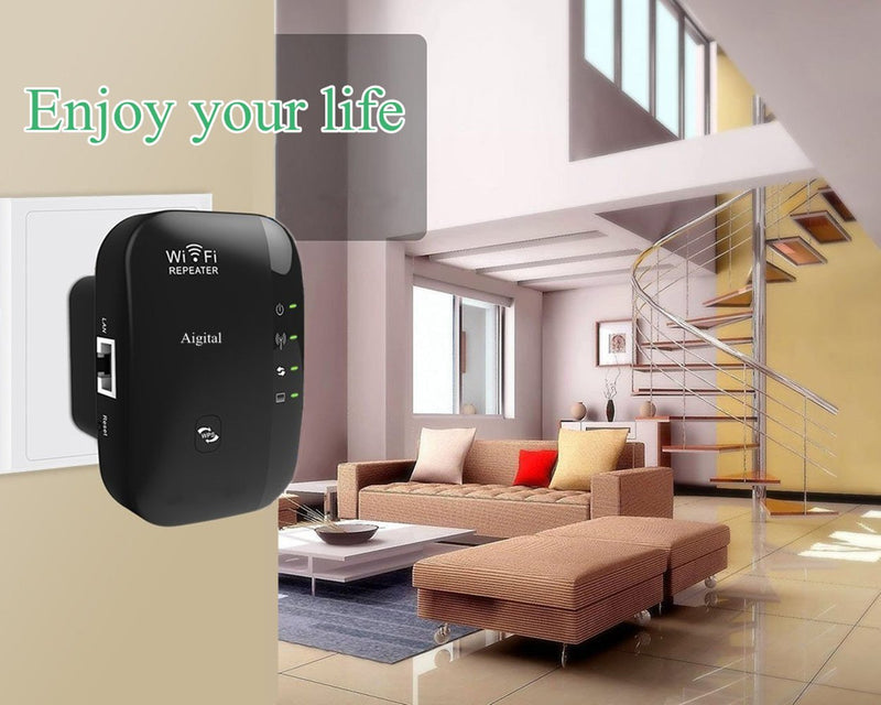 Wifi Range Extender 300Mbps Wireless Repeater Super Signal Booster 2.4GHz Amplifier With Repeater/Access Point Mode | One-Button Setup | WPS Button | Built-in Antenna | LAN Port Comply with Any Router