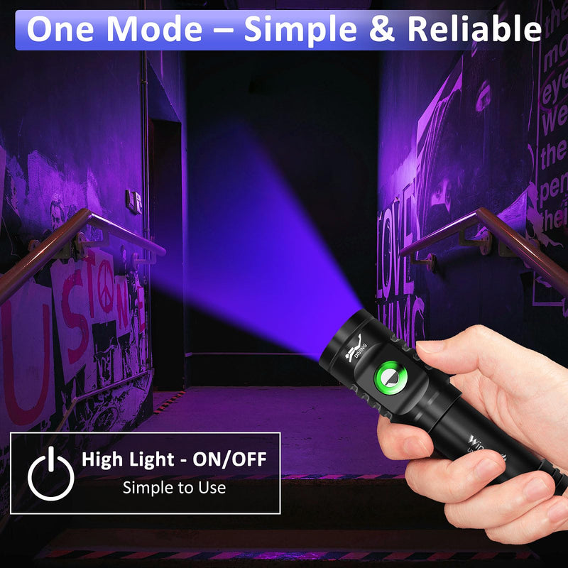 WINDFIRE Dive Light, 395 nm UV Scuba Flashlight, Waterproof Black Light Flashlight with Power Indicator for Scuba Diving, Underwater Fluorescence & Pet Urine Detection TS08_Purple Light