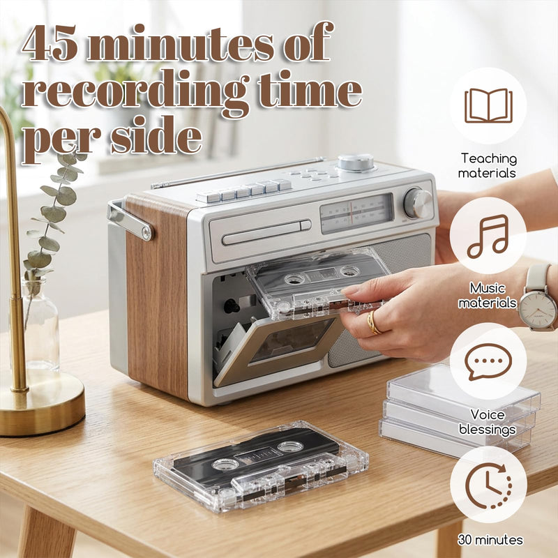 2 Pack Blank Cassette Tape, 90 Minutes Blank Audio Cassette Tape Dictating Audio Tapes Micro Tapes for Recording for Speech Music Recording Standard Low Noise