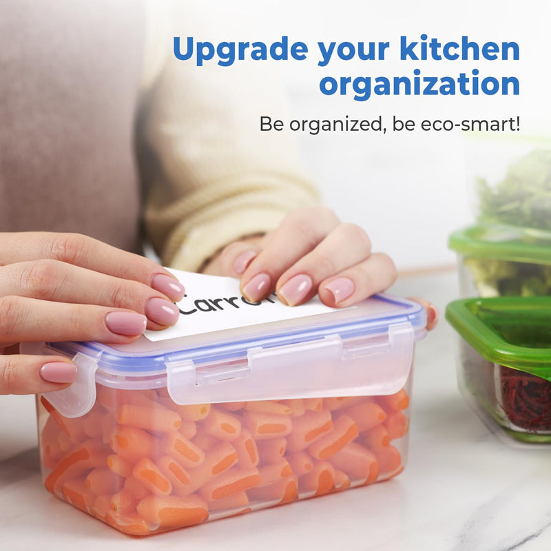 MESS Removable Food Labels for Containers (48-Pack) 3x4" Erasable Kitchen Labels for Organizing, Freezer & Fridge, White Dry Erase Labels for Jars 3x4"
