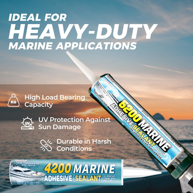 [Crystal Clear] 4200 Marine Sealant Clear - UV-Resistant Waterproof Adhesive for Boats, Windows, Glass & Marine Applications Eco-Friendly, Low Odor (10.5 Oz Tube) Crystal Clear
