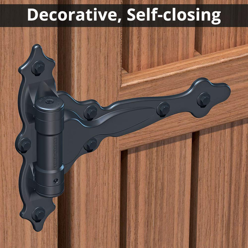 D&D Technologies TCA4S TruClose Decorative Regular Duty Gate Hinges, for Self Closing Wood Gates up to 55 Pounds, Black, 2 Count