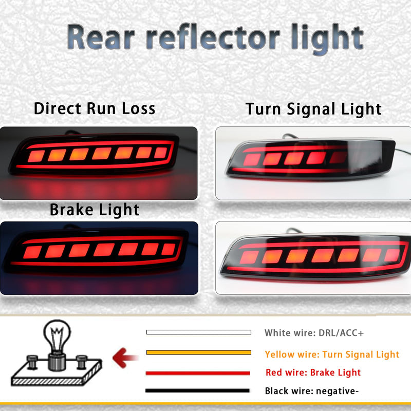 LED Rear Bumper Reflectors Light Fog Brake Tail Lamps Compatible with Lexus ES350 ES300h 2013-2018, 2013-2020 GS200t GS350 GS460 OEM Stock Reflector Turn Signal Side Marker Light (BLACK) BLACK