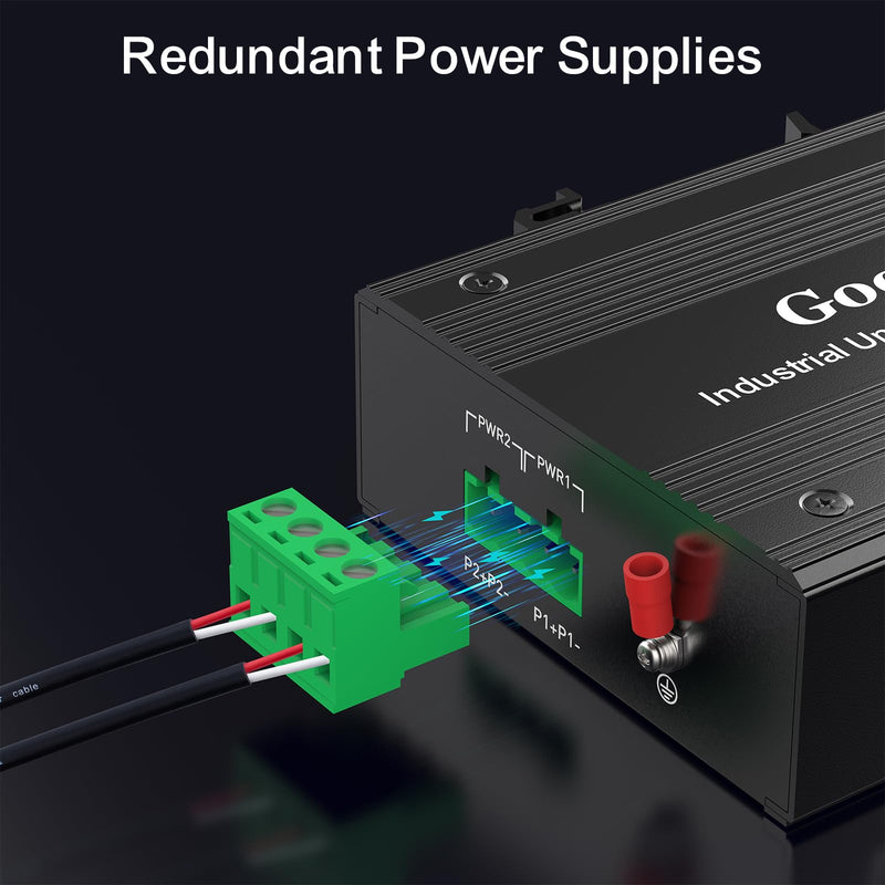 5 Port Gigabit Industrial Switch,10/100/1000Mbps Unmanaged DIN-Rail Ethernet Switch with 15W DIN-Rail Industrial Power Supply, IP40,One-Key VLAN,Lightning Protection 5 Port Gigabit