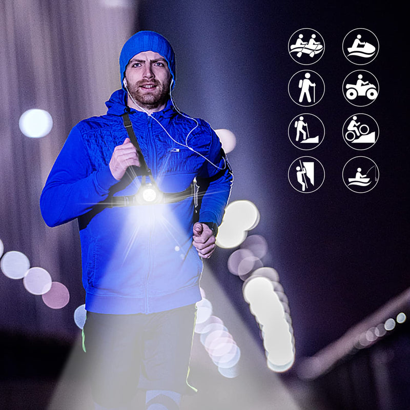Suptig Chest Running Light,Chest Light Night Running Warning Lights LED for Running, Walk Connected for Gopro Hero13/12/11/10/9/8/7/6/5/4/4s/3+/3 with 2600mAh Built-in Rechargeable Battery Charging