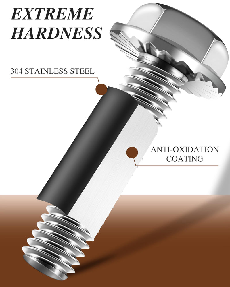 10Sets M10 x 40mm Flanged Hex Head Bolts and Nuts, External Flange Hex Drive Screws, 304 Stainless Steel, Fully Threaded M10 Metric Bolts for Pump, Fix Car, DIY Project Silver