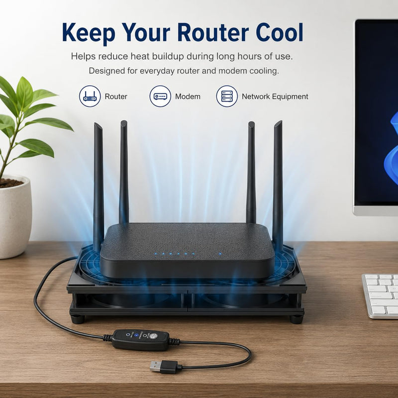 240mm USB Router Cooling Fan, Silent Fan with 3 Adjustable Speeds, Portable USB Fan for PC Case, PS4, TV Box, AV Cabinet, Model U3UK1