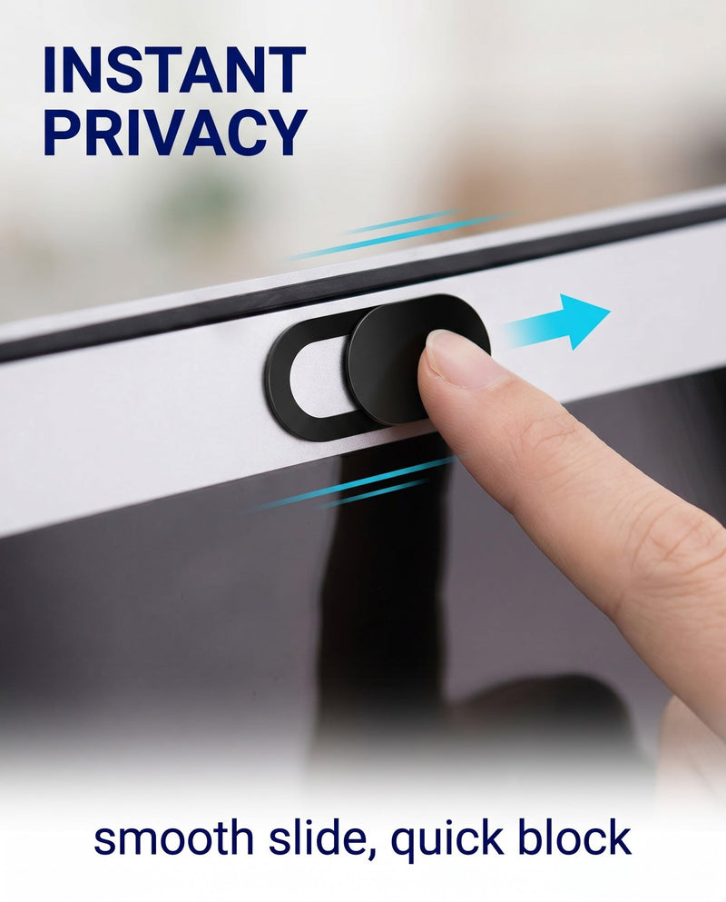 Laptop Camera Cover Sliders, 20-Pack Black, Ultra-Thin 0.022in Slide Blocker, Instantly Blocks Hackers During Private Video Calls & Remote Work