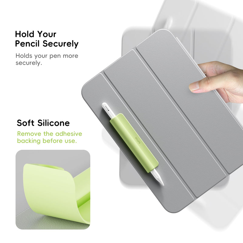 ELETIUO Silicone Pencil Holder Sleeve,Compatible with Apple Pencil (USB-C),Apple Pencil 1st/ 2nd Generation,Strong Adhesive Sticky Attached to iPad Case for Stylus Pens and Most Pens,Green Green