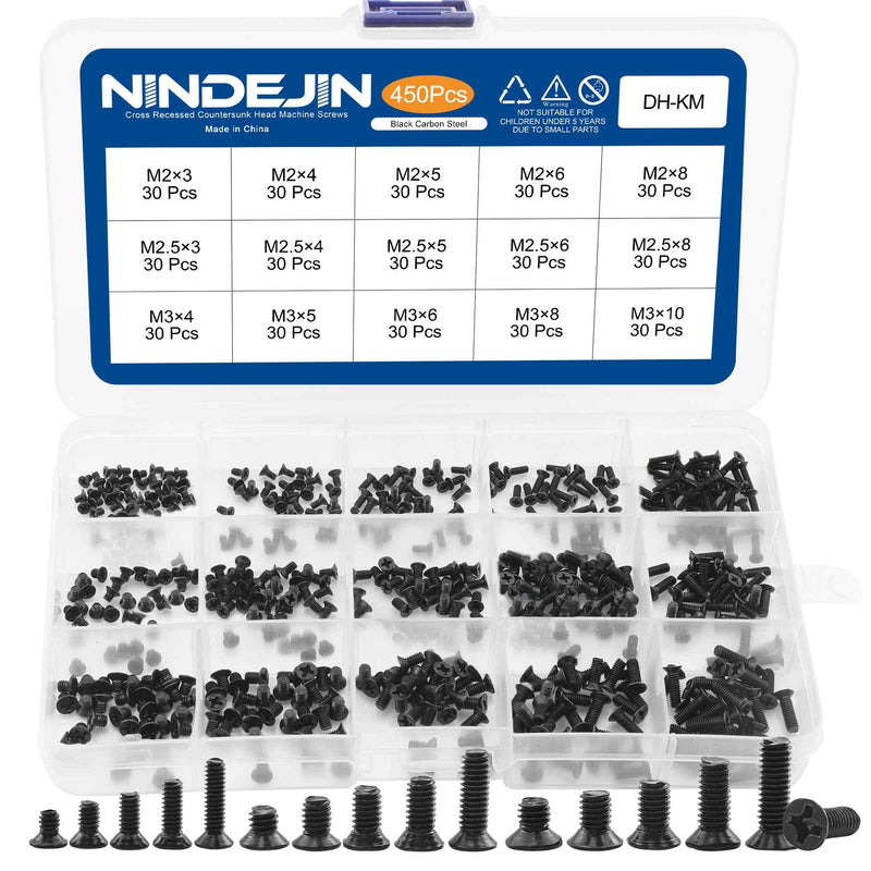 NINDEJIN Laptop Notebook Computer Screws, Flat Head Phillips Screws Assortment Kit (M1.4 M1.7 M2 M2.5 M3) + (M2 M2.5 M3)