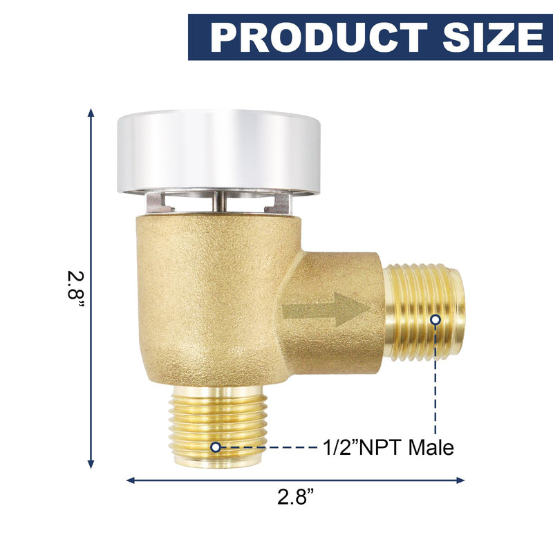 RV Vacuum Breaker Check Valve, Replace Leaking Vacuum Breaker on Black Tank Check Valve for RV Camper Trailer Flusher, 571-VAC-CHK-A Brass Breaker to Improve Freshwater