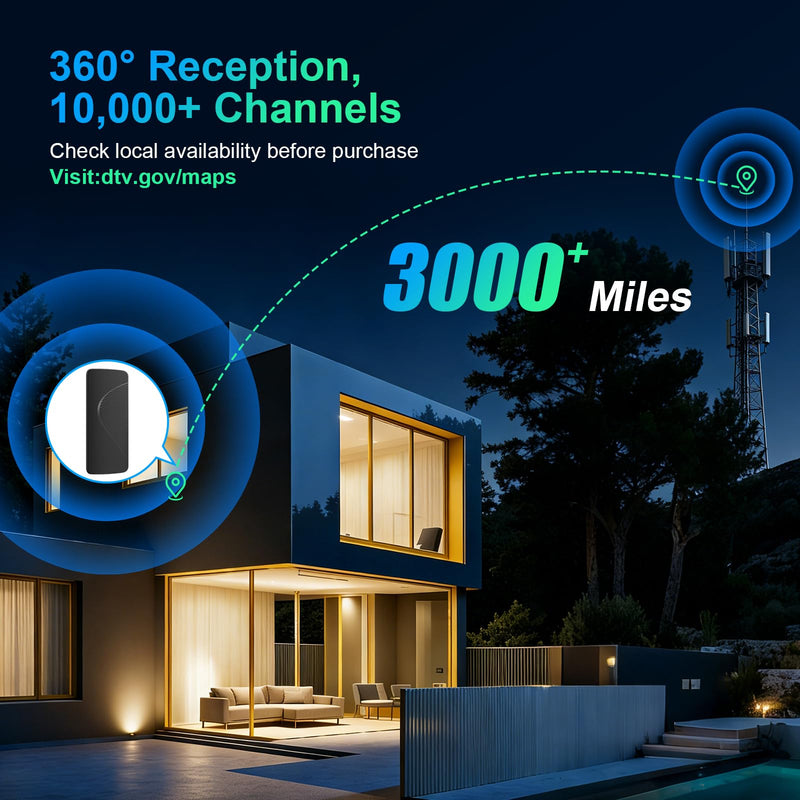 TV Antenna for Local Channels with Amplifier,2026 Indoor TV Anntena | 3000+ Miles Long-Range Reception Supports 4K 1080p Smart TV/Older TVs, 33ft Coaxial Cable TX-3023