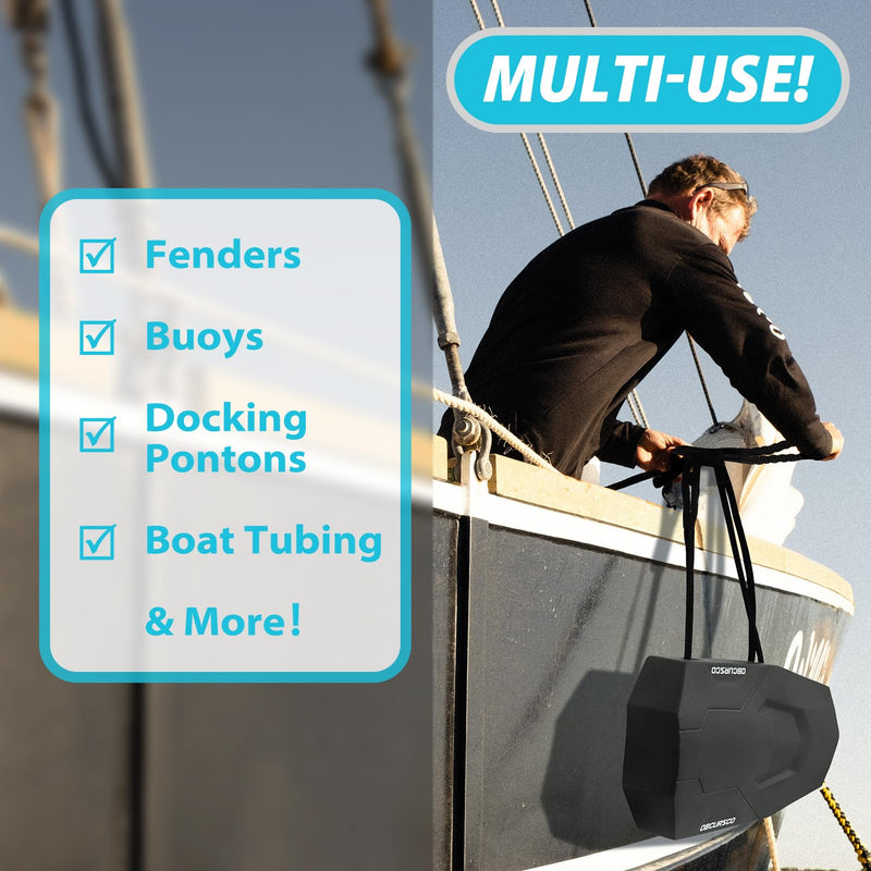 Obcursco 4 Pack 3/8" x 6FT Boat Fender Lines - Marine Grade Double Braided Nylon Rope with 5" Eyelet for Tying Bumpers & Docking, Fray Resistant, Black