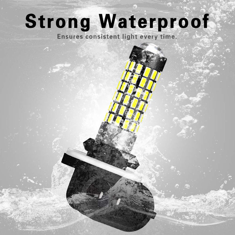 900Lm Xenon White 894 881 886 889 896 898 LED Bulbs With Lens Projector For Fog Light DRL Automotive Driving Lamp Daytime Running Light 3014SMD 78-EX Chipsets, 6500K,12-24V 4W 881 Fog Light