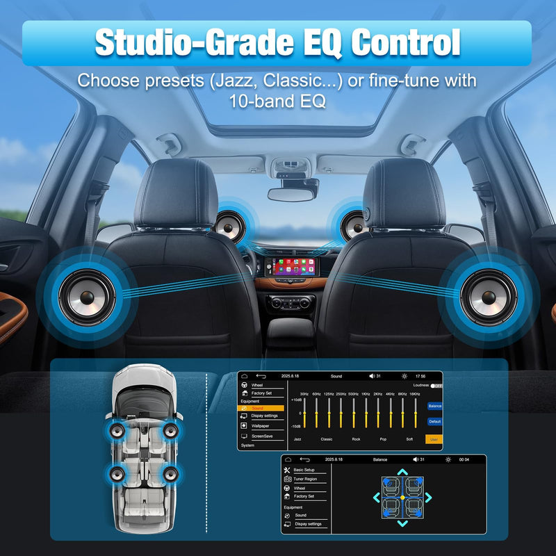 Single Din Radio Car Stereo with Apple CarPlay & Android Auto, 6.28 Inch HD Touch CarPlay Screen, Backup Cam,Bluetooth, MP5,USB Type-C, SWC, EQ, FM Radio (with External Mic)