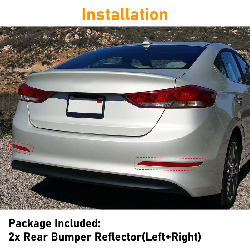 Compatible with Hyundai Elantra Rear Bumper Reflector 2017 2018,Left Driver & Right Passenger Side Rear Bumper Red Marker Trim,6th Gen Elantra Back Reflector Light W/O Bulb Replacement(1Pair) 17-18 Elantra Rear Reflector