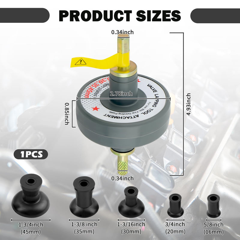Valve Lapping Tool Kit with 5 Suction Cup Adapters,Durable Valve Lapping Kit with Maximum Working Ranges of 1000rpm to 1250rpm,Valve Grinding Tool for Valve Maintenance Repair Tool