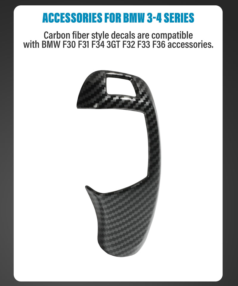 YAKEFLY Carbon Fiber Car Gear Shift Knob Cover,Car Sticker Decals Gear Shift Knob Cover,Carbon Fiber Pattern for F20 F30 F31 F34 X5 F15 X6 F16 X3 F25 X4 F26 F1 Accessories