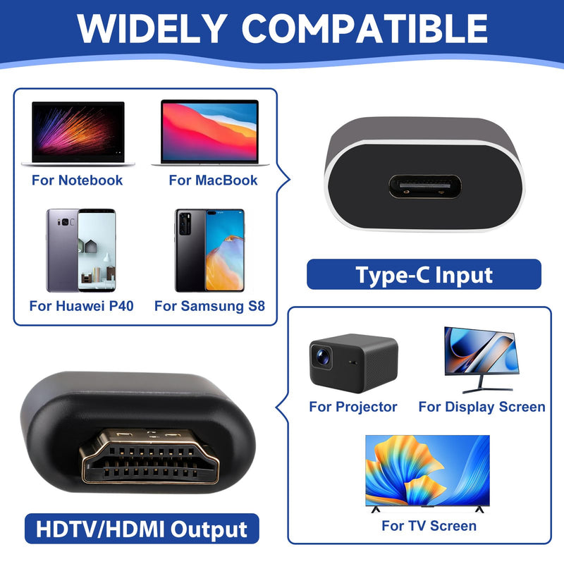 USB3.1 USB C Female to HDMI Male Adapter 4K@60Hz Display Converter | for TV Projector Tablet, Type C Female Source to HDMI Male