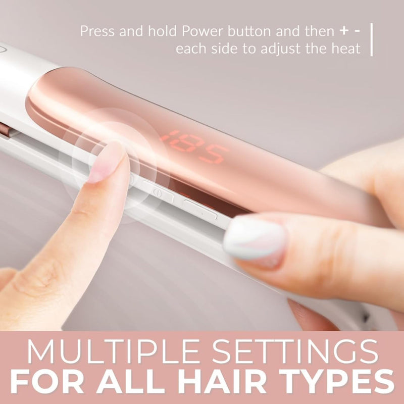 Lily England Hair Straighteners for Women, 2-in-1 Flat Iron & Curler Rose Gold