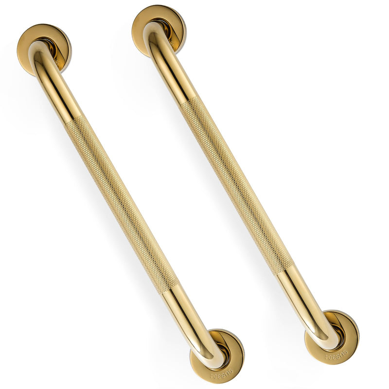 Grab Bars for Shower, Zynuhmo 2 Pack 16 Inch Anti Slip Stainless Steel Bathroom Safety Shower Grab Bar Handrails for Handicap Injury Pregnant Senior Assist Shower Handles(Titanium Gold, 1" Diameter) Titanium Gold
