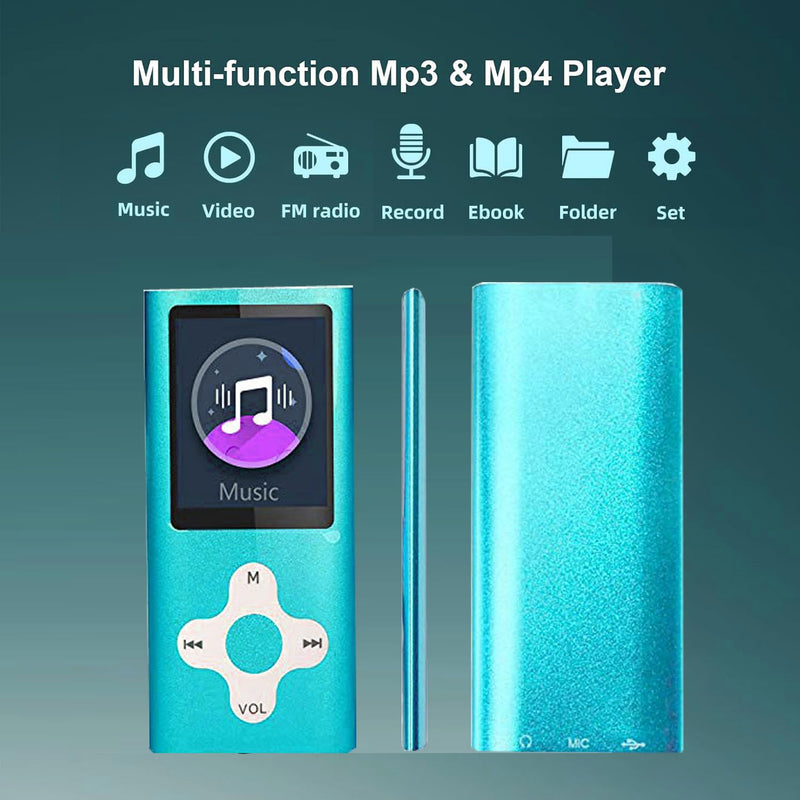 Mp3 Player,Music Player with a 16 GB Memory Card Portable Digital Music Player/Video/Voice Record/FM Radio/E-Book Reader/Photo Viewer/1.8 LCD (Sky Blue) Sky Blue