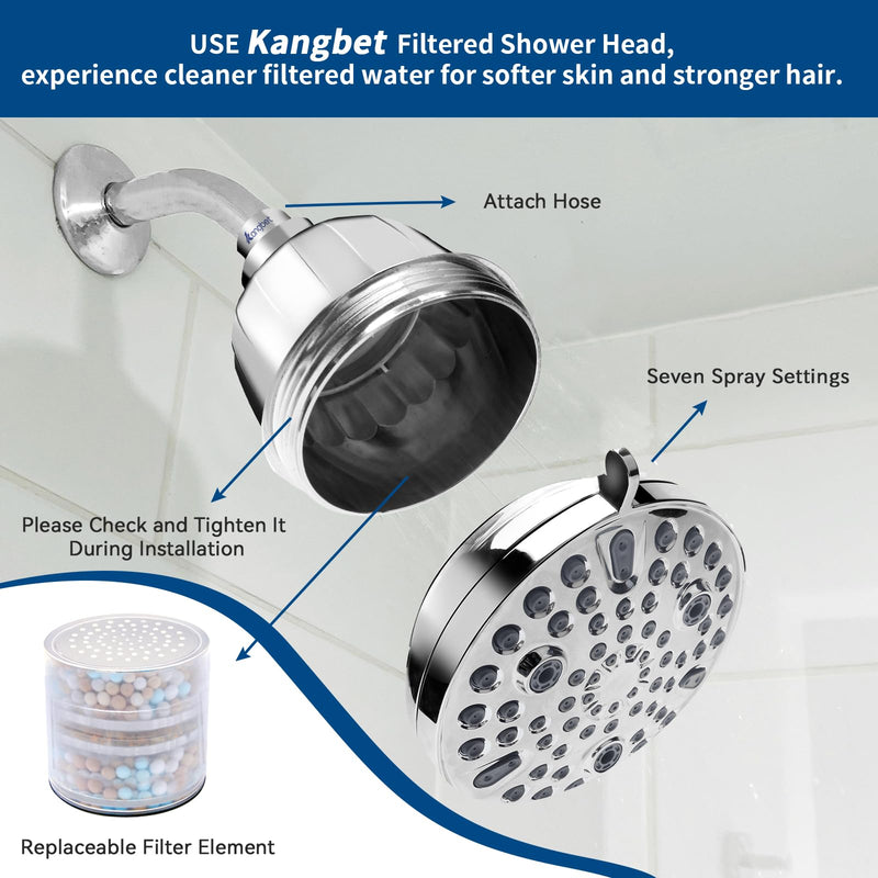 Filtered Shower Head - Water Softener Shower Head - Shower Filter for Hard Water Remove | Reduces Impurities Chlorine and Harmful Substances - Chrome 5.5 Inch-2.5GPM