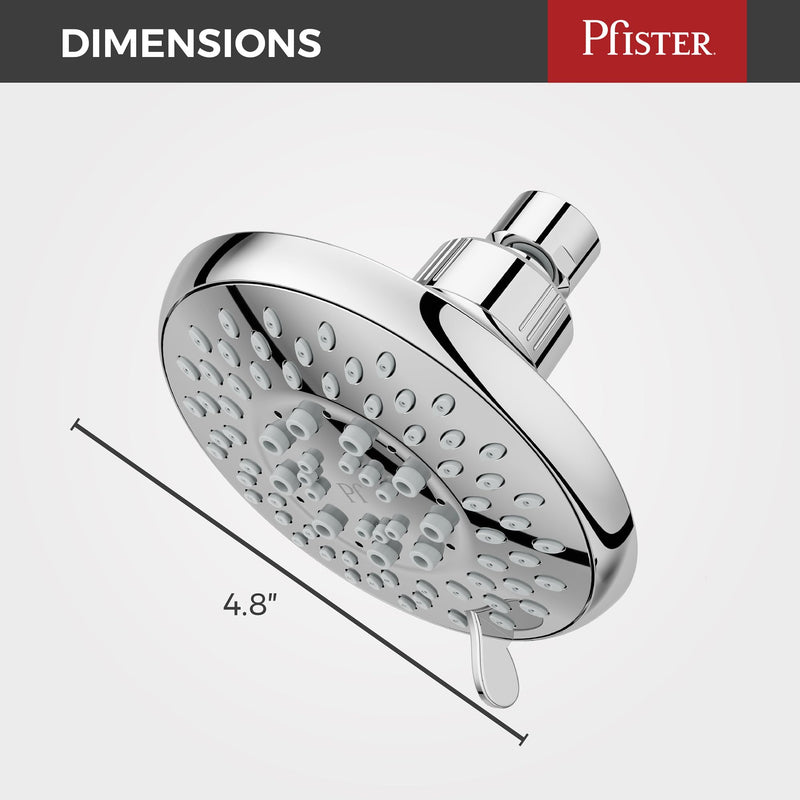Pfister Universal Shower Head, Shower Arm Not Included, 5-Function, 1.75 GPM, Polished Chrome Finish, 015WS2UT01C Without QuickConnect