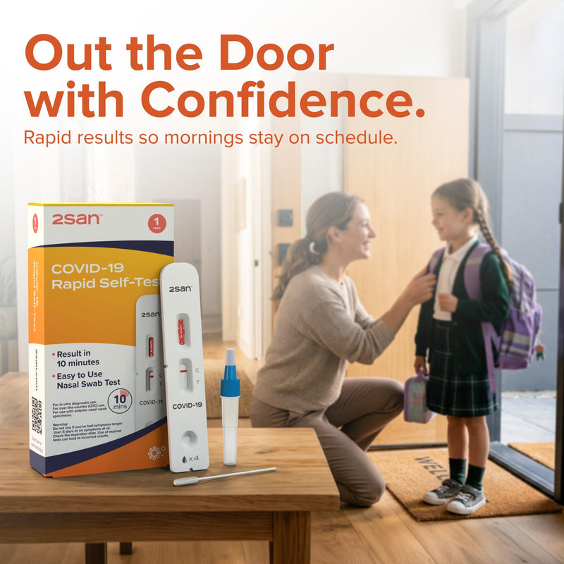 2San COVID-19 Rapid Antigen Home Test - Results in 10 Minutes | FDA Cleared OTC nasal swab test for ages 2+ – no appointment needed – available in 1, 2, or 5 pack