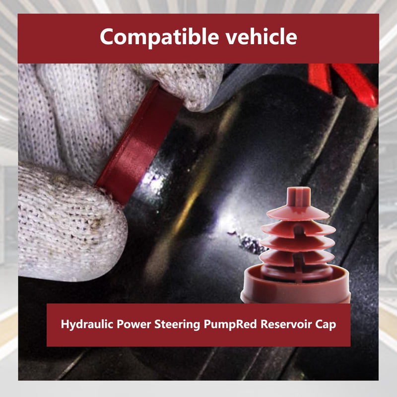 2PCS Power Steering Reservoir Cap, Power Steering Pump Reservoir Cap Plug Cover 53697-Sb3,Power Steering Pump Plug Cover Compatible with Honda Accord Odyssey Crv Civic Rd5/7 (Red)
