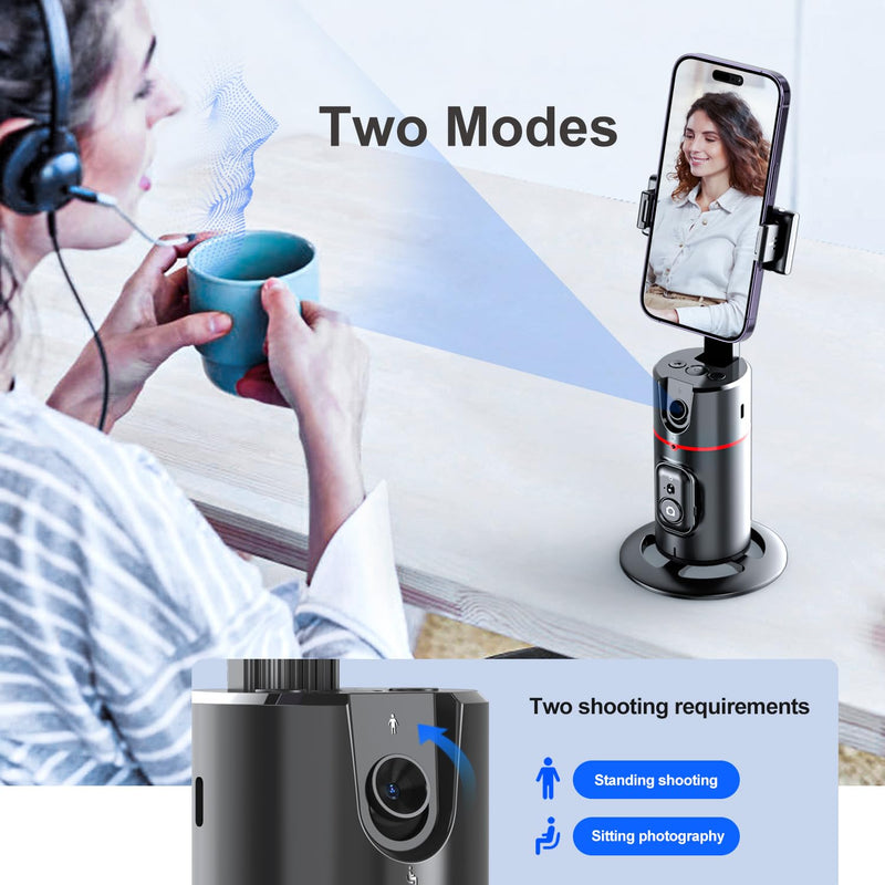 GREEN HOUSE Auto Face Tracking Phone Holder, Selfie Gimbal with Rechargeable & Detachable LED Fill Light & Detachable Controller With remote&fill light