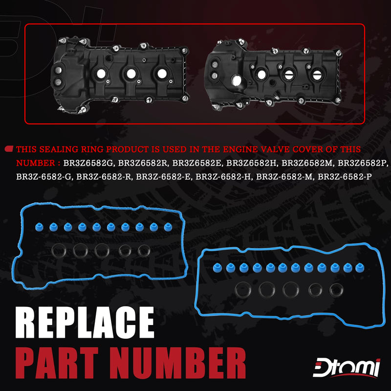 Valve Cover Gasket Set Compatible with Ford Lincoln Vehicle Edge Explorer F150 F-150 2011-2020, Transit 150 250 350, MKS MKT MKX MKZ 2015-2017 3.5L 3.7L V6 Replaces# VS 50814 R, VS50814R, VS50722