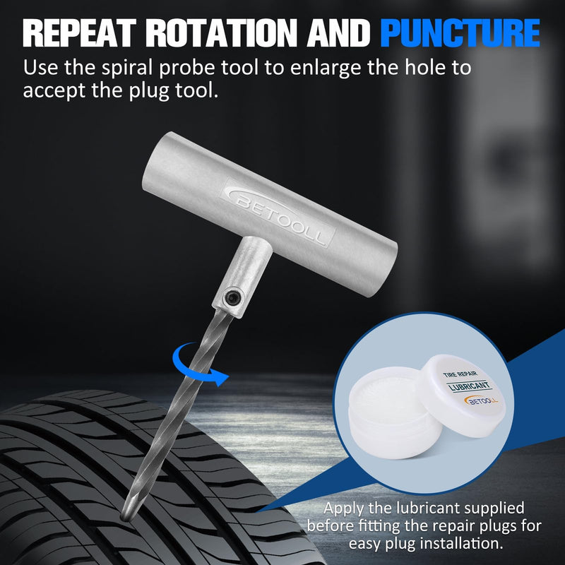 BETOOLL 35pcs Tire Repair Kits,Tire Plug Repair Tools for Car, Motorcycle, Jeep, RV, ATV,SUV, Truck, Trailer,Tractor, Lawn Mower