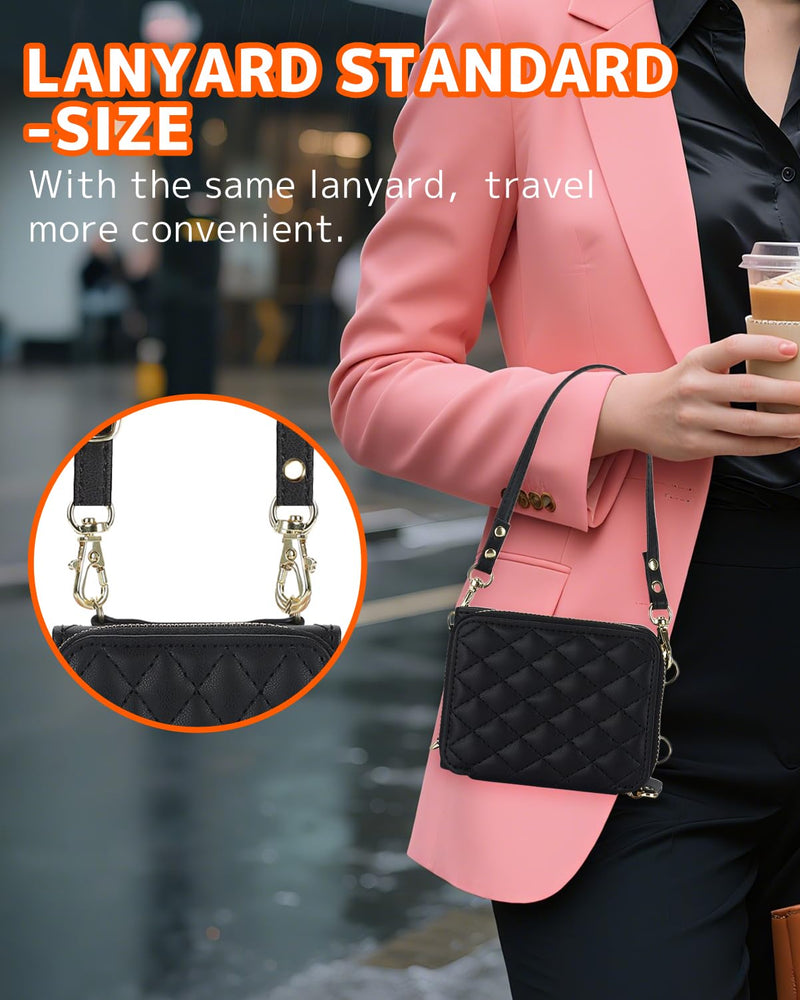 NINKI Hand Strap for Samsung Galaxy Z Flip 8 Case Wallet with Card Holder, Cute Shockproof Leather Detachable Cross-body Lanyard for Samsung Z Flip 8 Case Purse,Galaxy Z Flip 8 Cover Women Girls Black