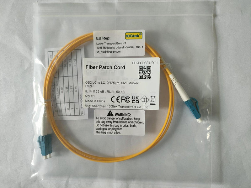 10Gtek Fiber Patch Cable - LC to LC OS2 10Gb/Gigabit Singlemode Jumper Duplex 9/125 LSZH Fiber Optic Cord for SMF SFP Transceiver, Yellow, 12-Meter(39.4-ft) 12m 1