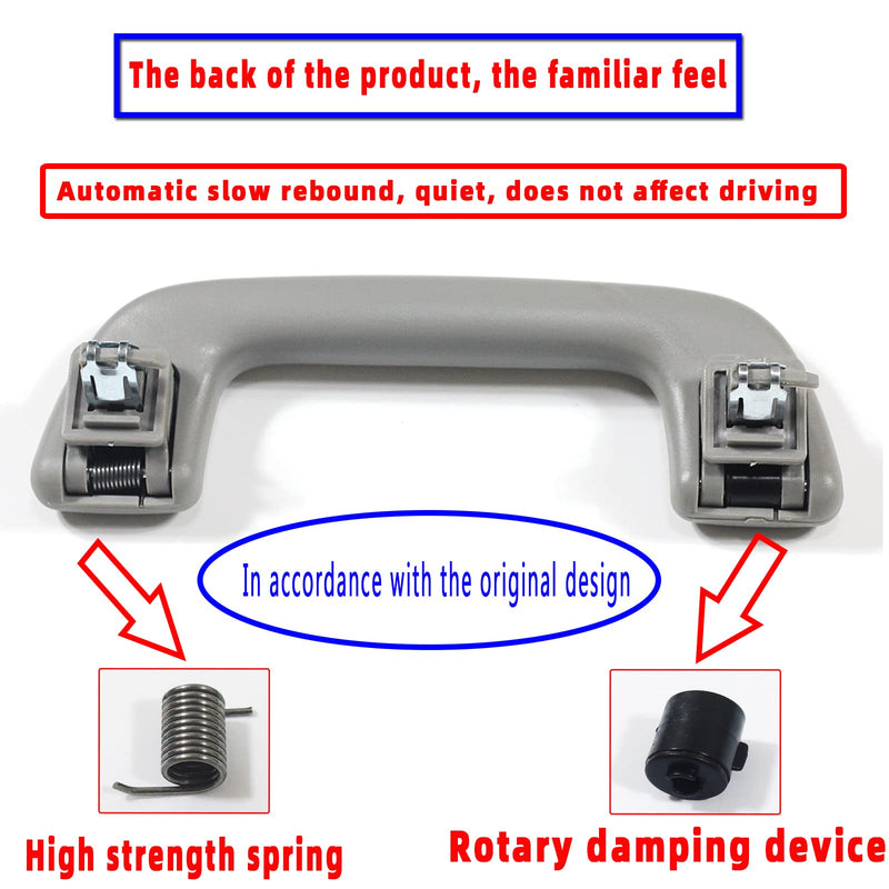 Auto Roof Pull Handle Grab Rail Grey with Hook LH=RH Universal for Toyota for Corolla for Rav4 Yaris Vios OEM:74610-52020 (Front Handrail Without Hook(Gray) 1Pcs) Front Handrail Without Hook(Gray)1Pcs