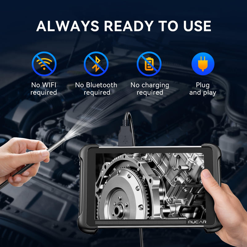 MUCAR E021 USB Endoscope Borescope, 720P Borescope with 6 Adjustable LED Light, Compatible with PC and MUCAR Scanners