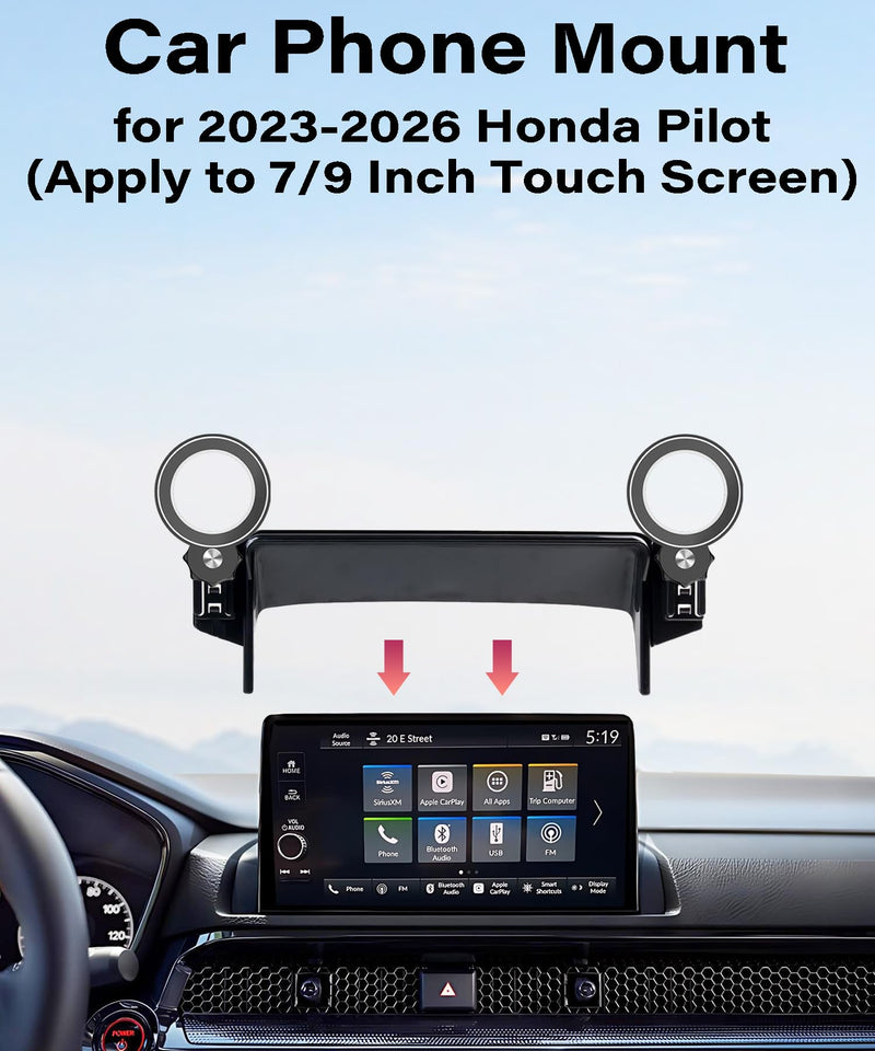 Car Phone Holder for 2023-2026 Honda Pilot 7/9" Screen Accessories | MagSafe Strong Magnetic Clip-On Cell Phone Mount, Dual Slots Holders for Driver & Passenger, 360° Rotatable Hands-Free Holder fit for 2023-2026 Honda Pilot (7/9 Inch Screen)