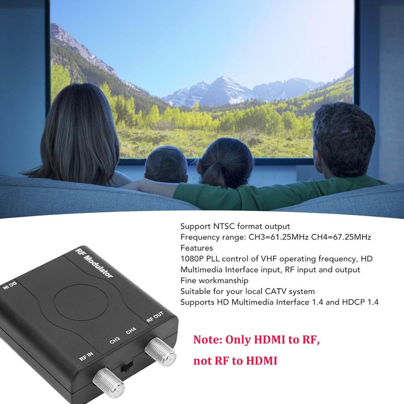 HDMI to RF Modulator for TV Game Console | Plug and Play Coax RF Converter for TV, 1080P PLL Control NTSC Output CH3/CH4 RF Converter for Antenna TVs and Game Consoles