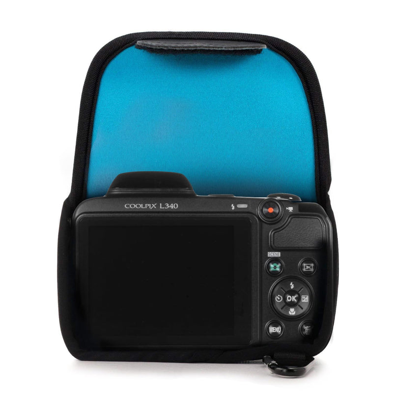 MegaGear Nikon Coolpix L340 Ultra Light Neoprene Camera Case, with Carabiner - Blue - MG786 One Size