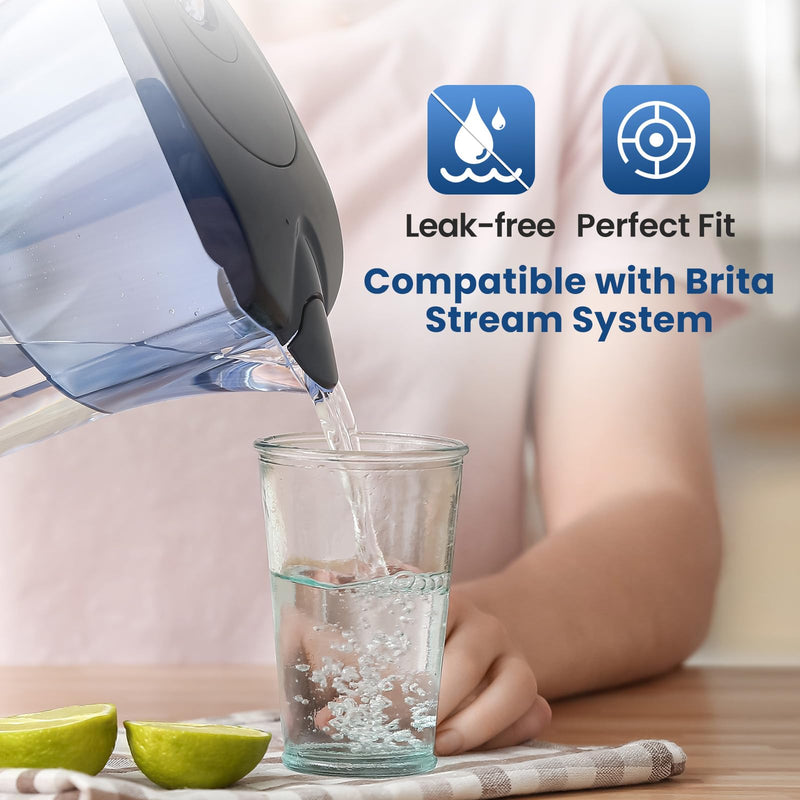 GOLDEN ICEPURE JFC014 Replacement for Brita® Stream Pitcher Water Filter, Brita® OB05 Filter Pitchers and Dispensers 6PACK 6 30.0