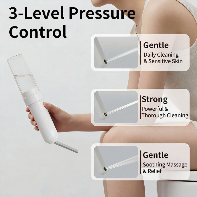 Portable Bidet for Travel, Personal Hygiene Sprayer Bottle for Women Men, Mobile Bidet Portable for Toilet,Electric Handheld High-Pressure Foldable USB-C Battery-Powered（White） White