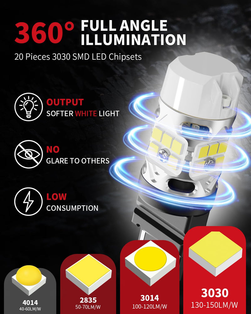 LASFIT T3 WT21W LED Bulb Backup Reverse Light WT21 WT21W/7W Canbus Error Free for 2022 2023 2024 Ford Maverick XL XLT Lariat Accessories, 2021 2022 F150 F250 F350 Xenon White Anti Hyper Flash (2pcs)