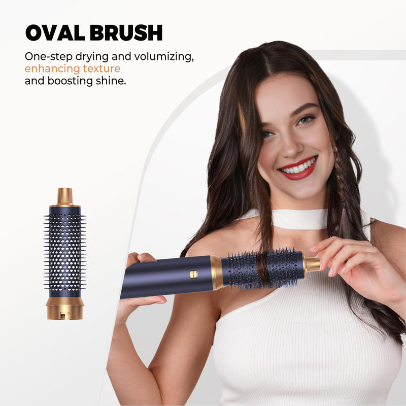 5 in 1 Hair Styler Airbrush Hairstyer Air Brush 5 in 1 Air styer | Airstyler Multi-Blow Dryer Brush Set with Curl, Straighten, Wavy, Smooth, Magic Styler for All Hair Types and Lengths Blue Gold